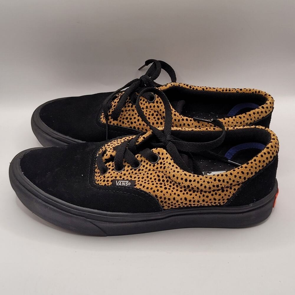 Vans Comfycush Old Skool Tiny Cheetah Black Print Classic Suede Sneakers 6.5